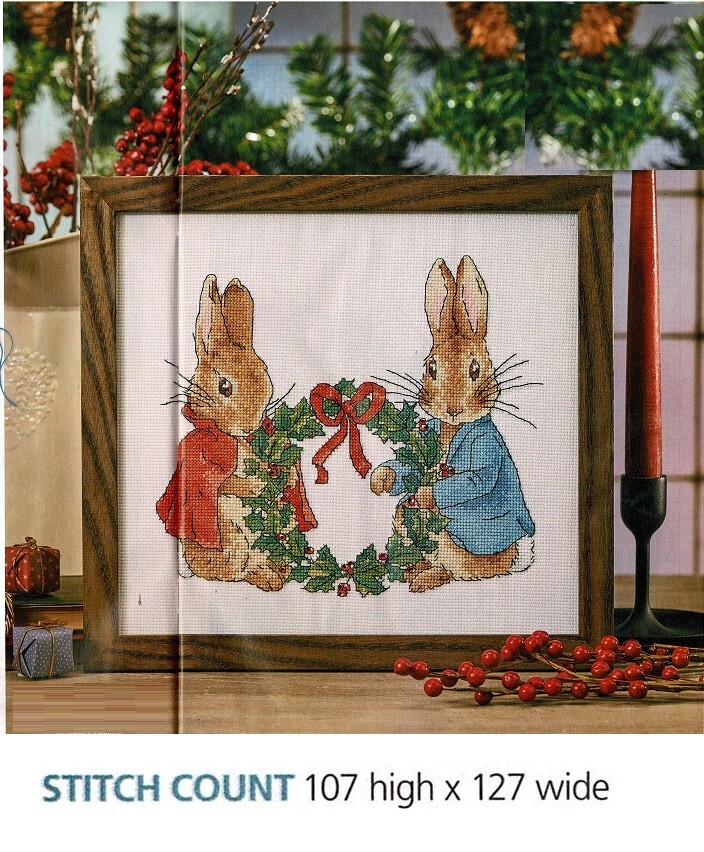 PETER RABBIT DECK THE HALLS  CROSS STITCH  PATTERN  ONLY    EQ - PAE