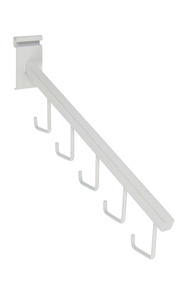 SSWBasics Pack of 5 White 5-J-Hook Waterfall Faceout Gridwall Hooks -