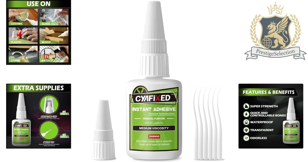 Precision Medium Super Glue - Waterproof CA Glue with Microtip for Crafts & R...