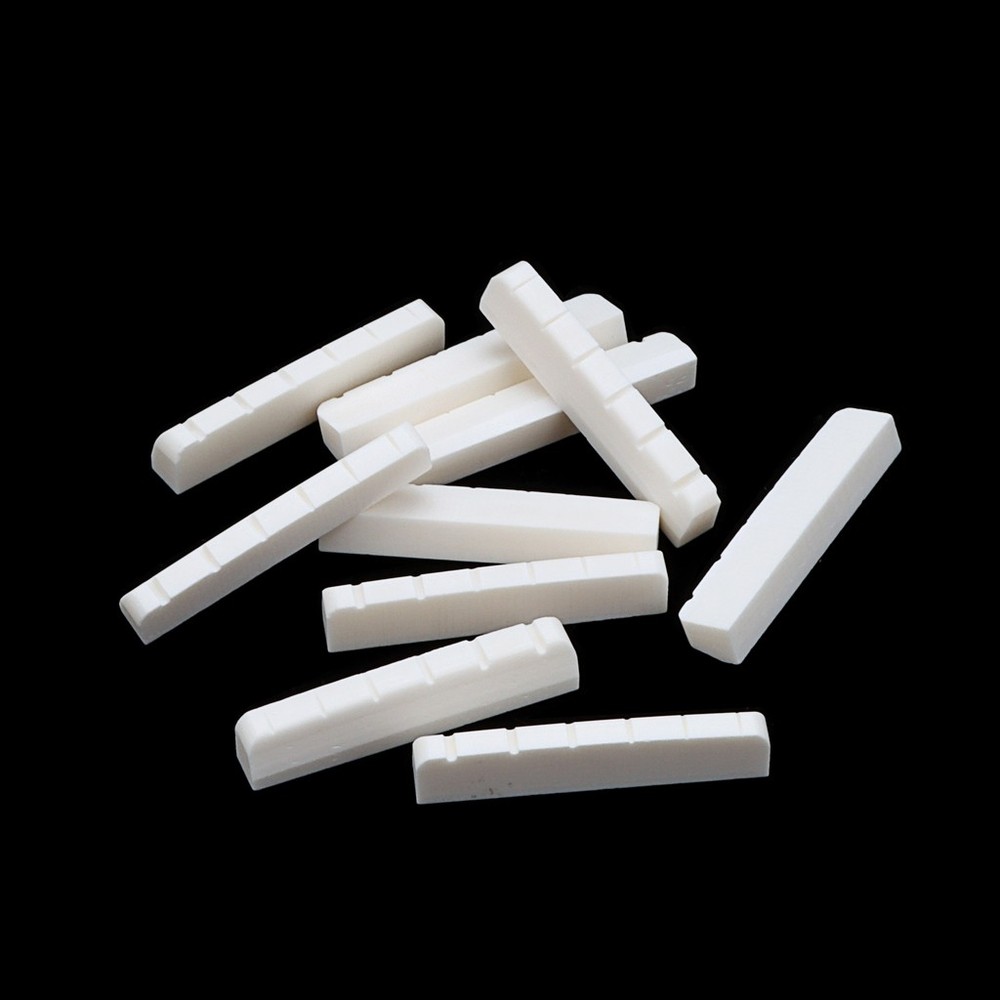 Slotted 10Pcs 43mm Guitar Bone Nut for 6 String Stratocaster Strat ST Replace