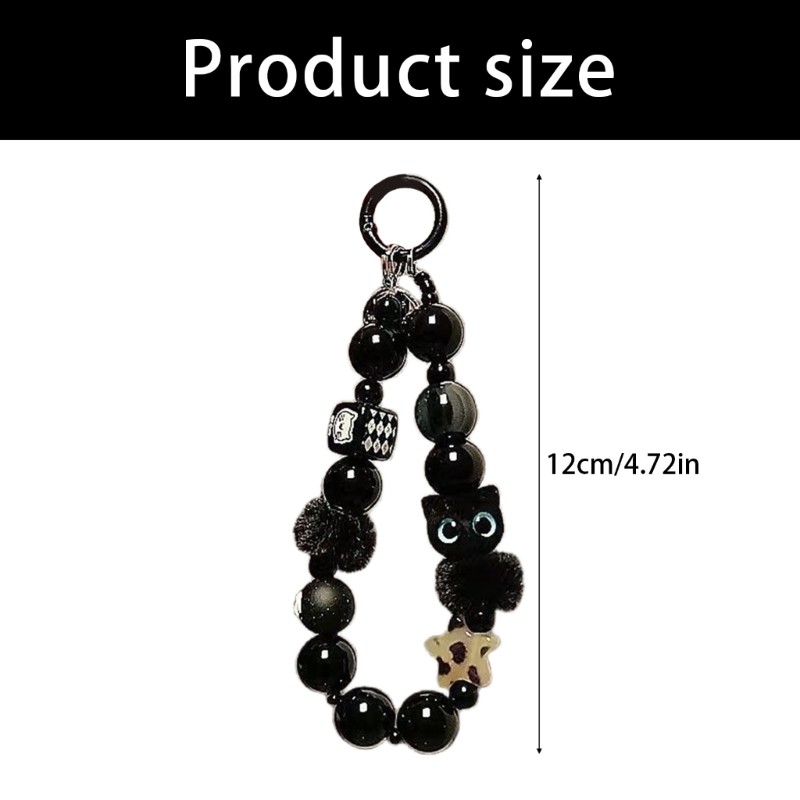 Beaded Kitten Phone Lanyard Soft Wrist Strap Multiple Functional Key chain
