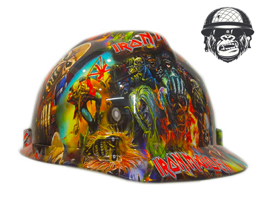 Custom Hydrographic Safety Hard Hat Mining Industrial IRON MAIDEN CAP