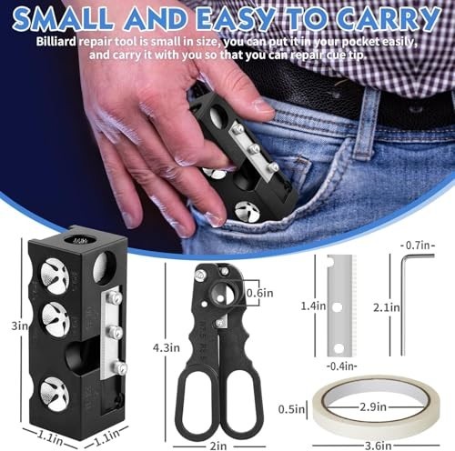 Pool Cue Tip Shaper & Replacement Kit - Repair Tool for Billiards Cue Tips