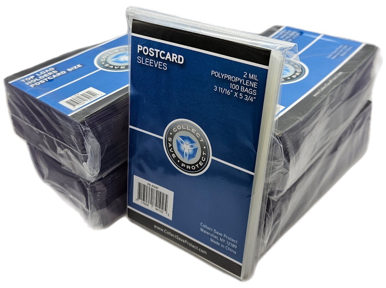 (100 of Each) CSP Postcard Size Toploaders Rigid Holders and Soft Poly Sleeves