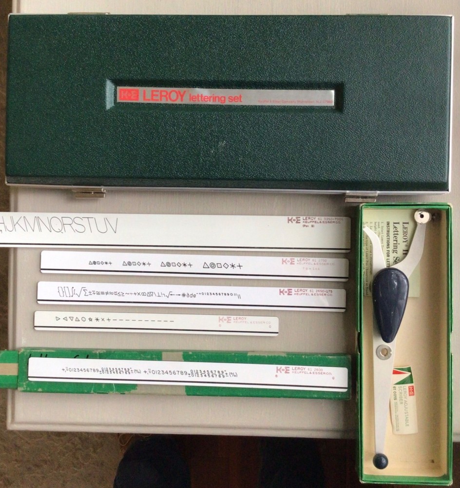 K & E LEROY II Vintage Lettering Set, Engineering, Drafting Tools, Plus Extras!