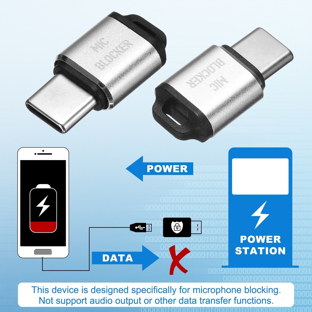 2 Pcs Microphone Blocker, USB Type C Audio Blocker, Silver