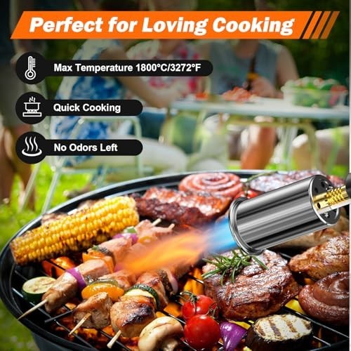 Adjustable Propane Torch with Flame Control for BBQ, Steak, Campfire & Charcoal