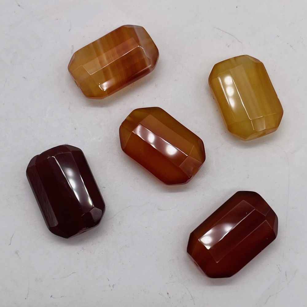 Faceted Carnelian Agate 12x18mm Rectangular Beads | 5 Beads |