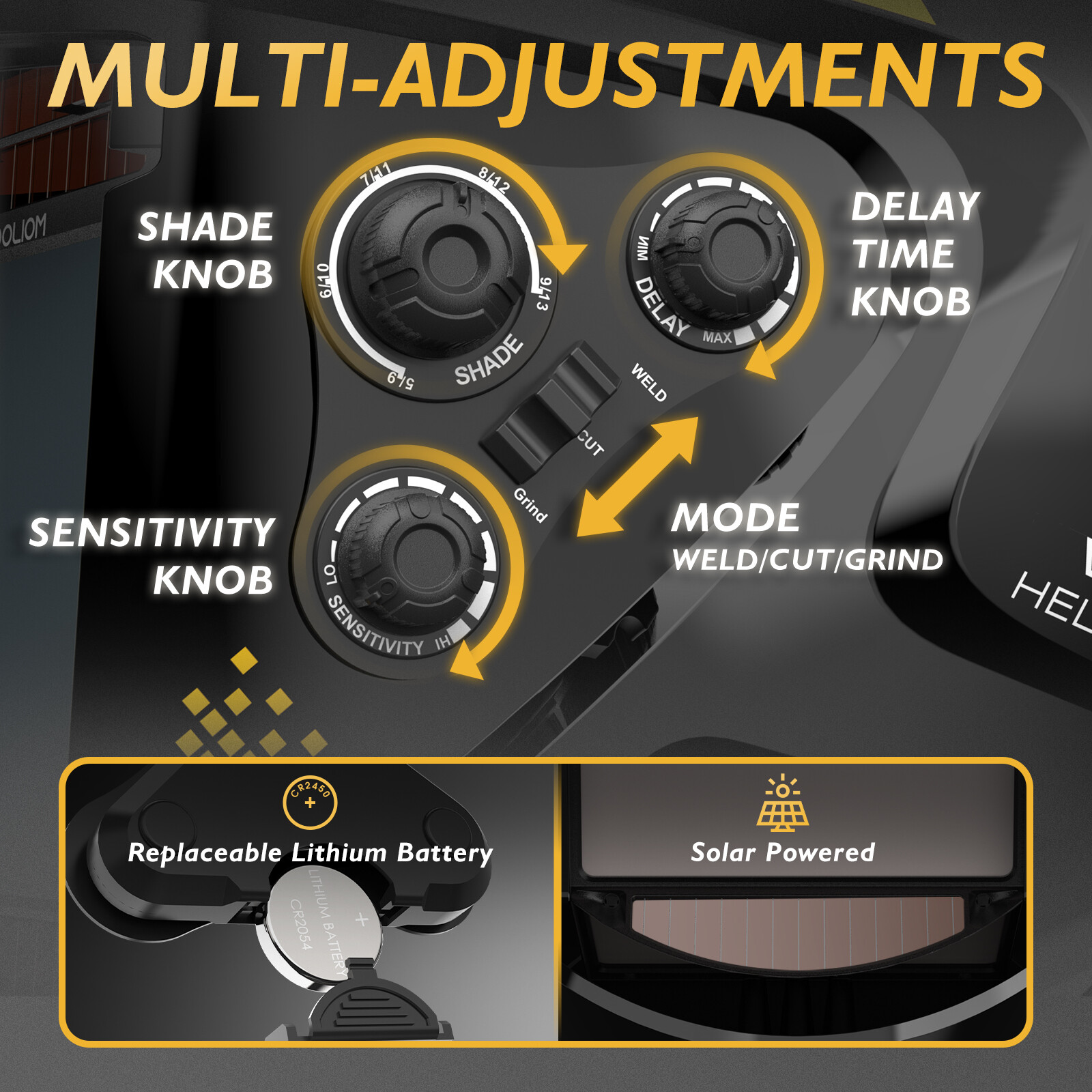 Large Viewing Welding Helmet True Color Auto Darkening Solar Powered Welder Hood