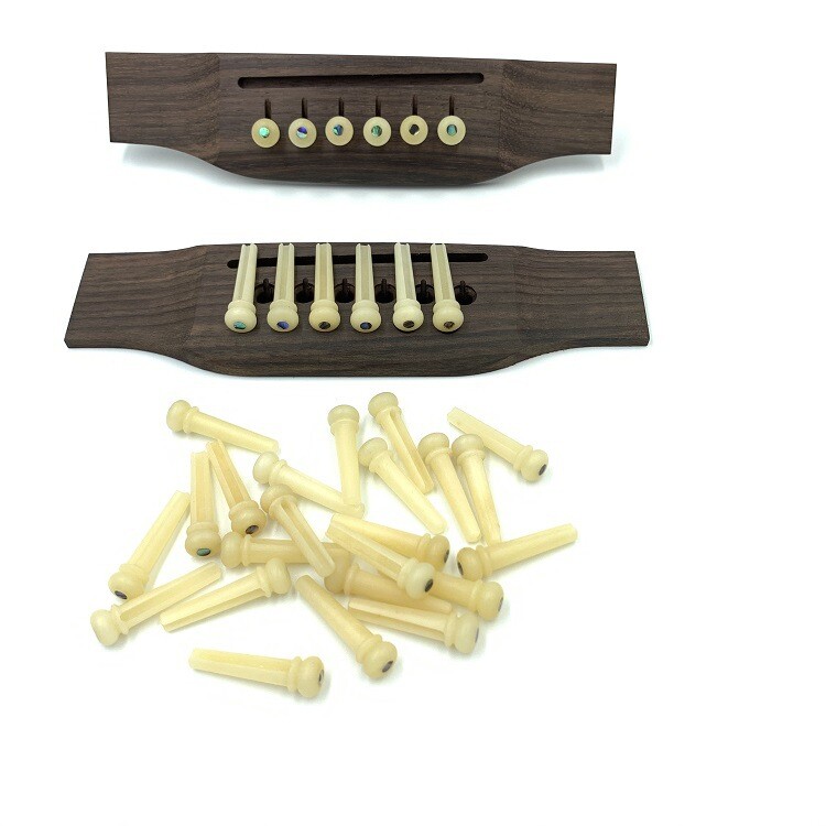 6x Guitar Pin String Peg Unbleached Bone Abalone shell Dot Luthier Bridge