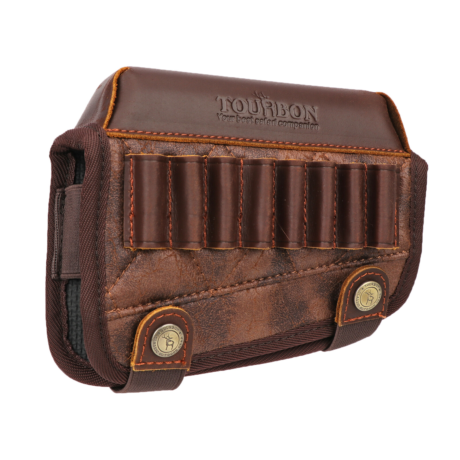 TOURBON PU Leather Rifle Buttstock Cover Padded Cheek Riser Rest Ammo Holder US