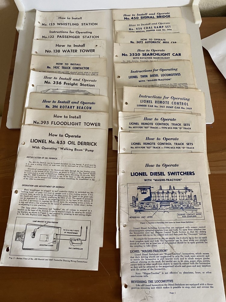 Lionel Postwar Instruction Sheets 15 different