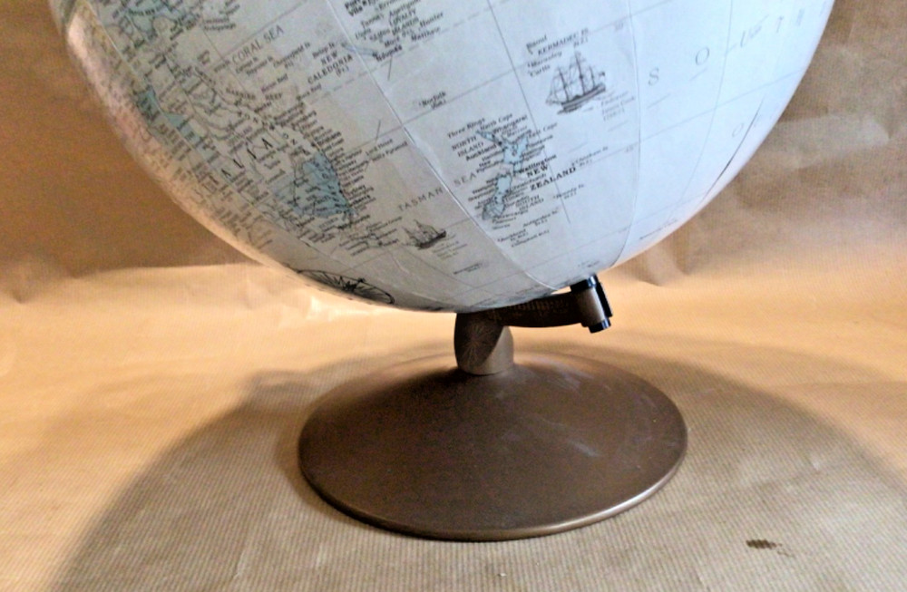 Replogle 12" Diameter Antique Globe. Metal Stand and Support