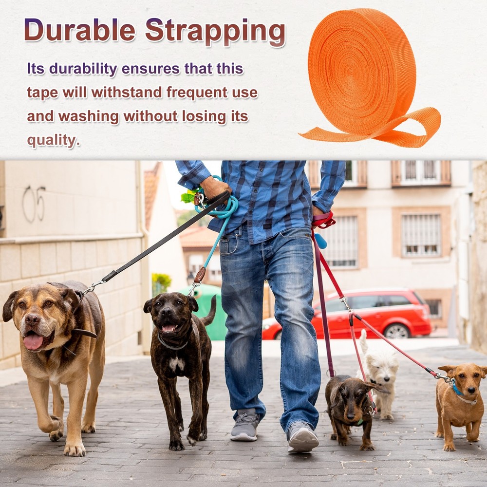 Nylon Webbing Strap, 22 Yards x 1-1/2" Polypropylene Flat Webbing Strap (Orange)