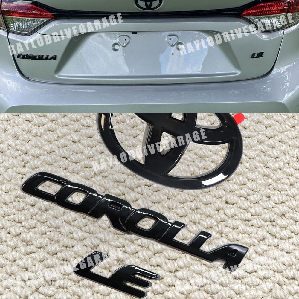 2020-25 For Corolla LE Gloss Black Rear Tailgate Letters Overlay 3D Emblems Kit