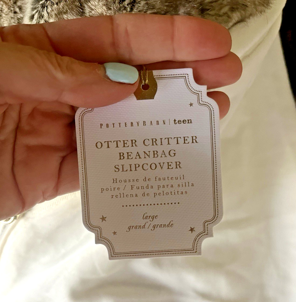 Pottery Barn Teen Otter Critter Faux Fur Beanbag SlipCover 3D Large NWT So Cute