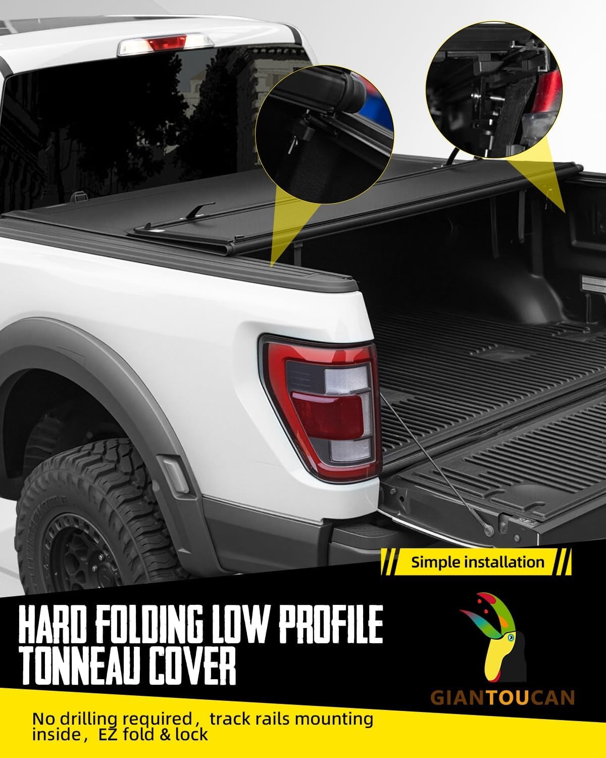 5.5ft (67.1") Bed Hard Tri Fold Low-profile Tonneau Cover For 2015-25 Ford F-150