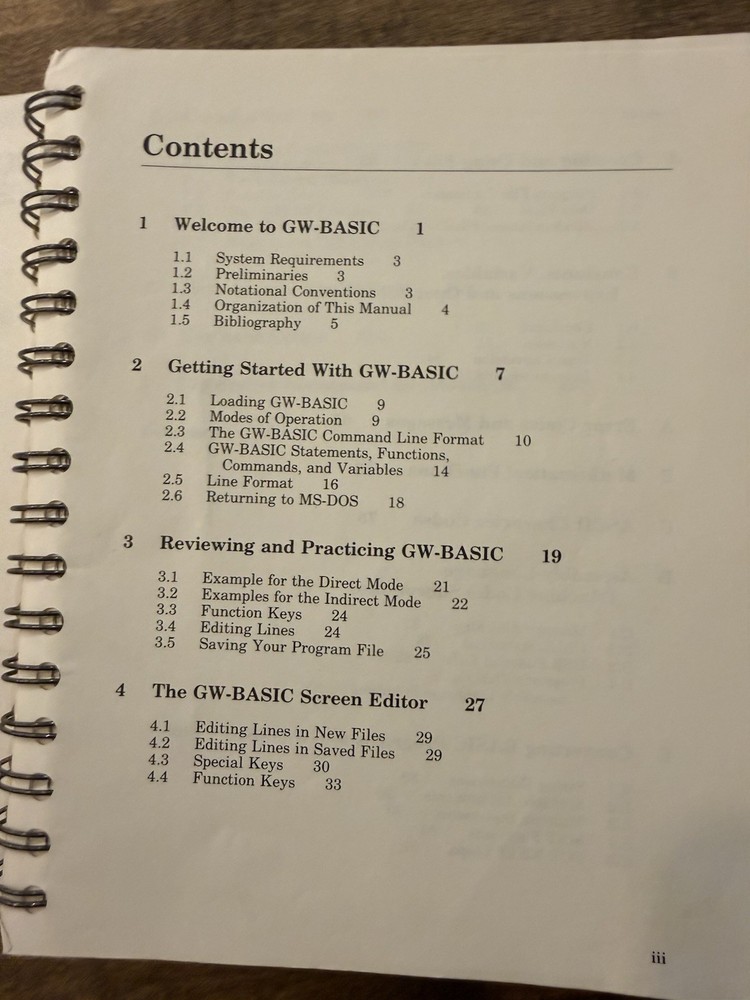 Commodore Personal Computer GW Basic Interpreter User's Guide Spiralbound Manual
