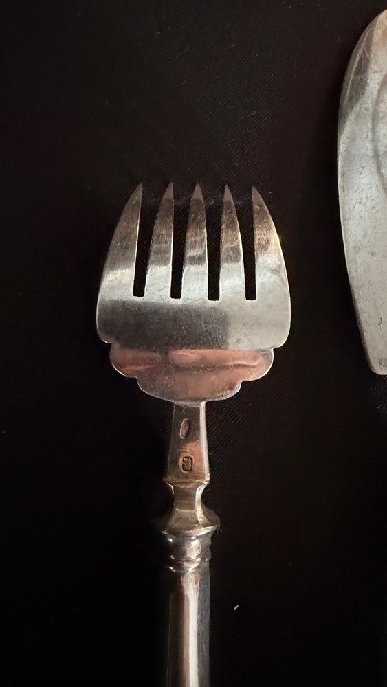 Antique Russian 84 Silver Pastry Server and Fork Set. Solid Silver 875 fine