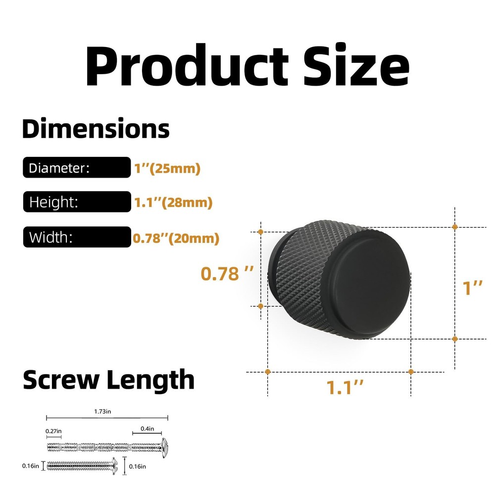 10 Pack Matte Black Kitchen Cabinet knurled Knobs Cabinet Knobs Black Drawer ...