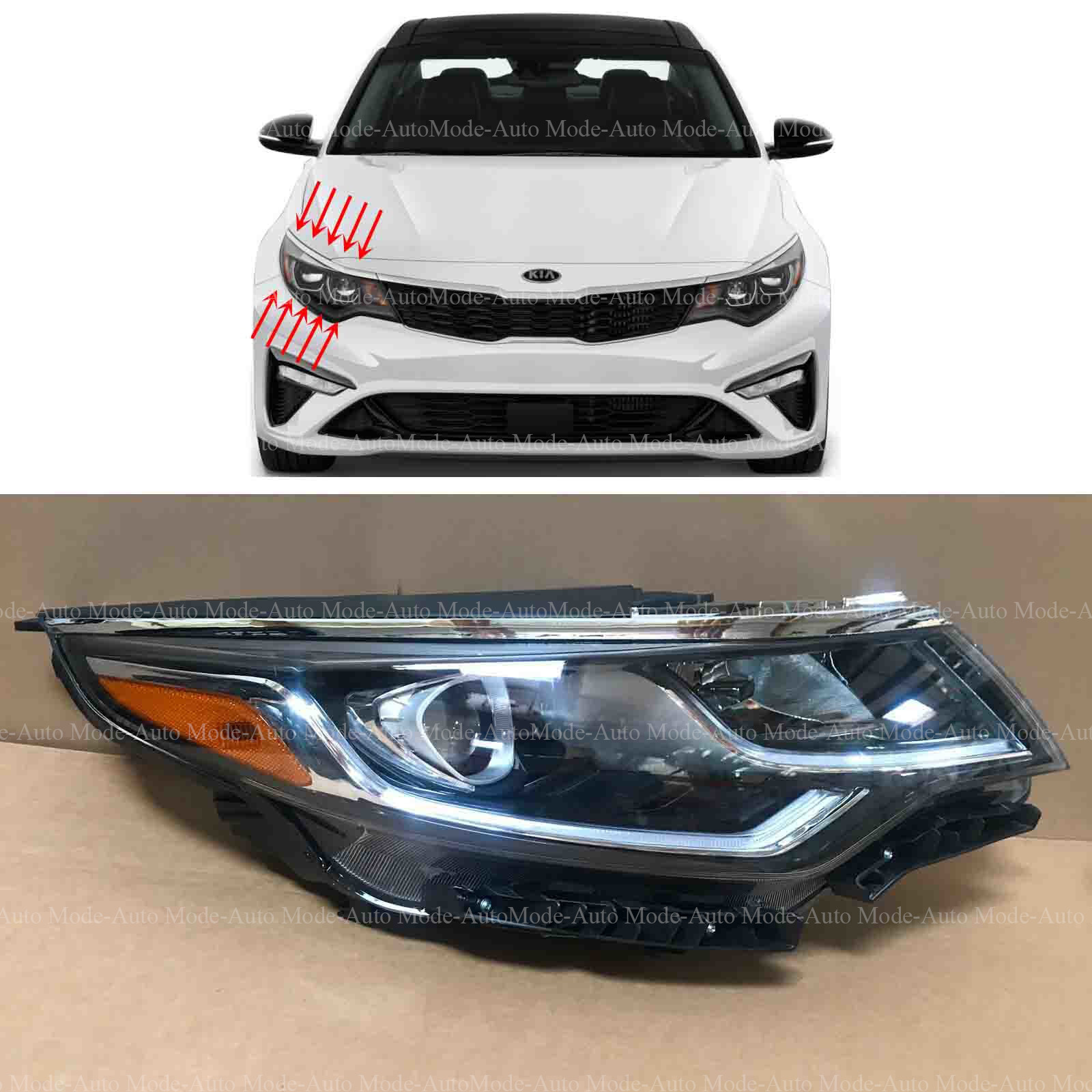 Headlight for 2019 2020 Kia Optima 92102-D5500 Passenger w/ LED DRL w/ Bulb