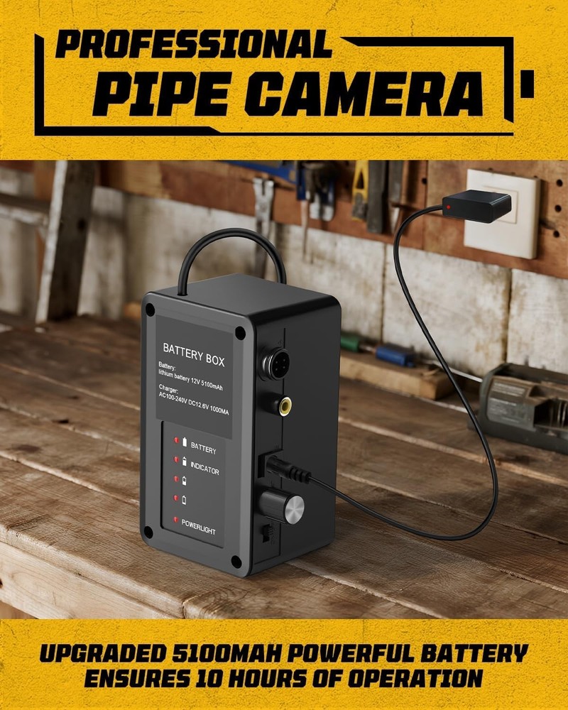 Sewer Camera 9'' IPS Screen 100ft 7mm Cable Drain Pipe Inspection Camera 5100mAh