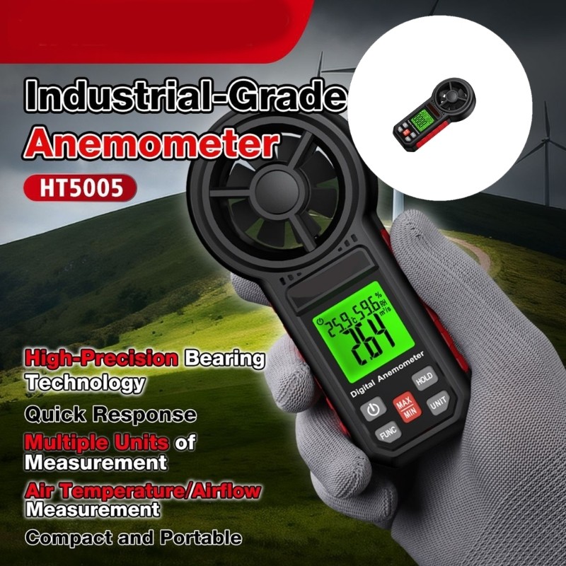 Handheld Environmental Meter ABS for Speed Temperature Humidity