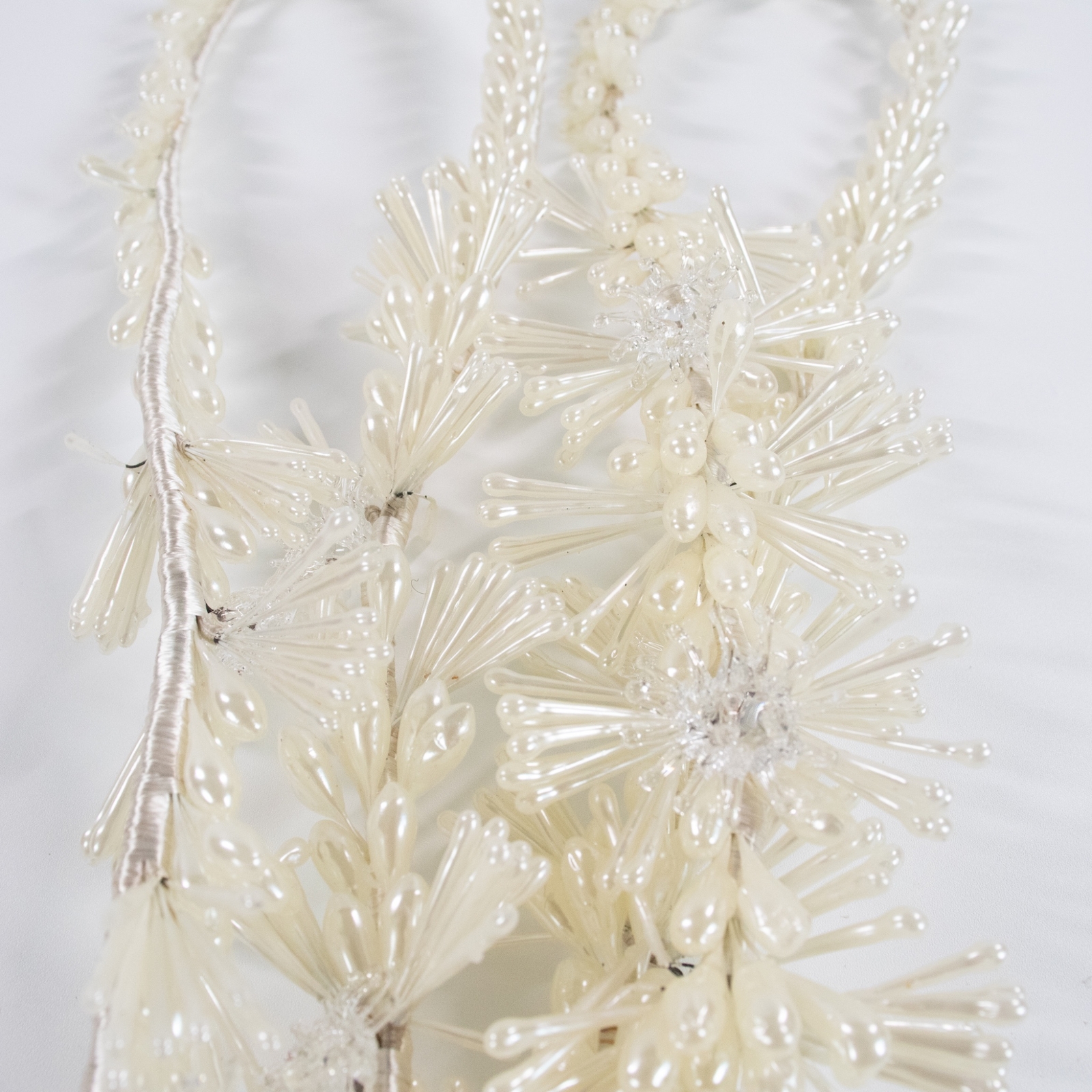 Vintage Antique Bridal Wax Flowers Blown Glass Flowers Wedding Yardage Trim