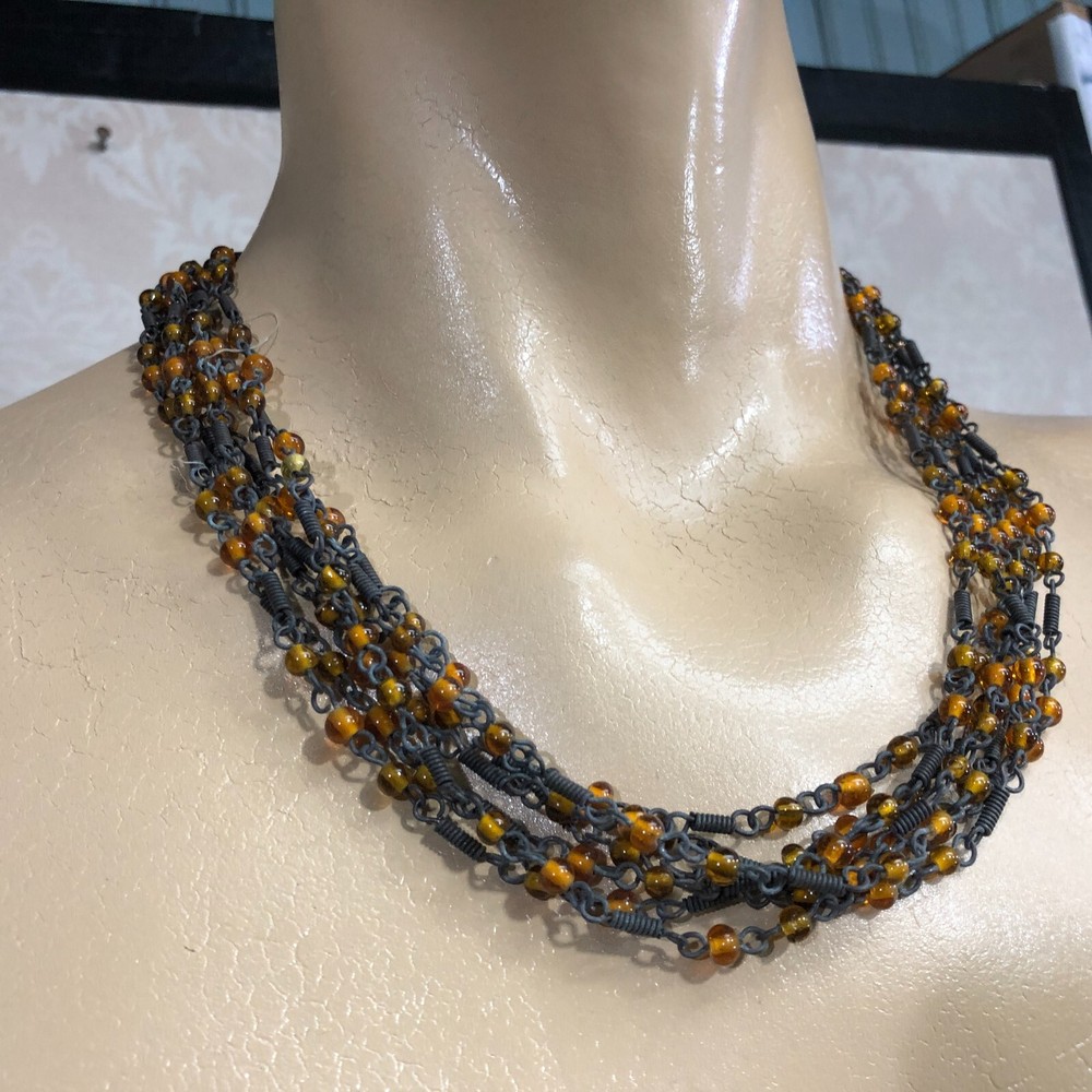 Boho Multi Strand Beaded Womens Necklace Lobster Closure