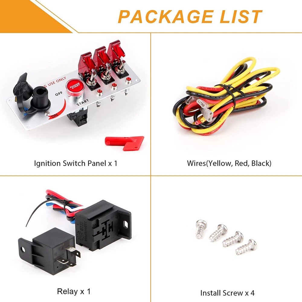 5-in-1 Ignition Switch Panel Engine Start Push Button LED 12V Toggle Racing Car