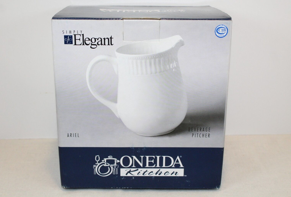 Vtg Oneida ARIEL Pattern White Serving Beverage Pitcher