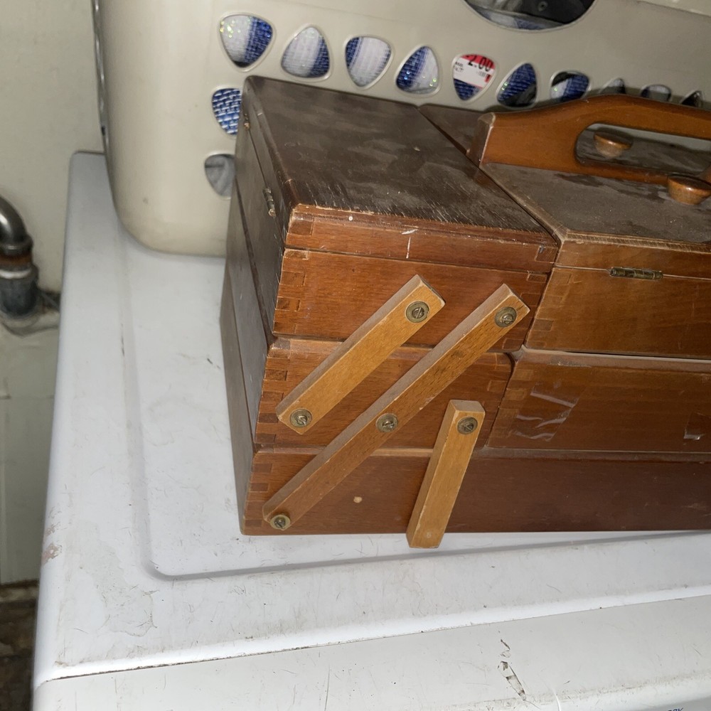 vintage sewing box wood