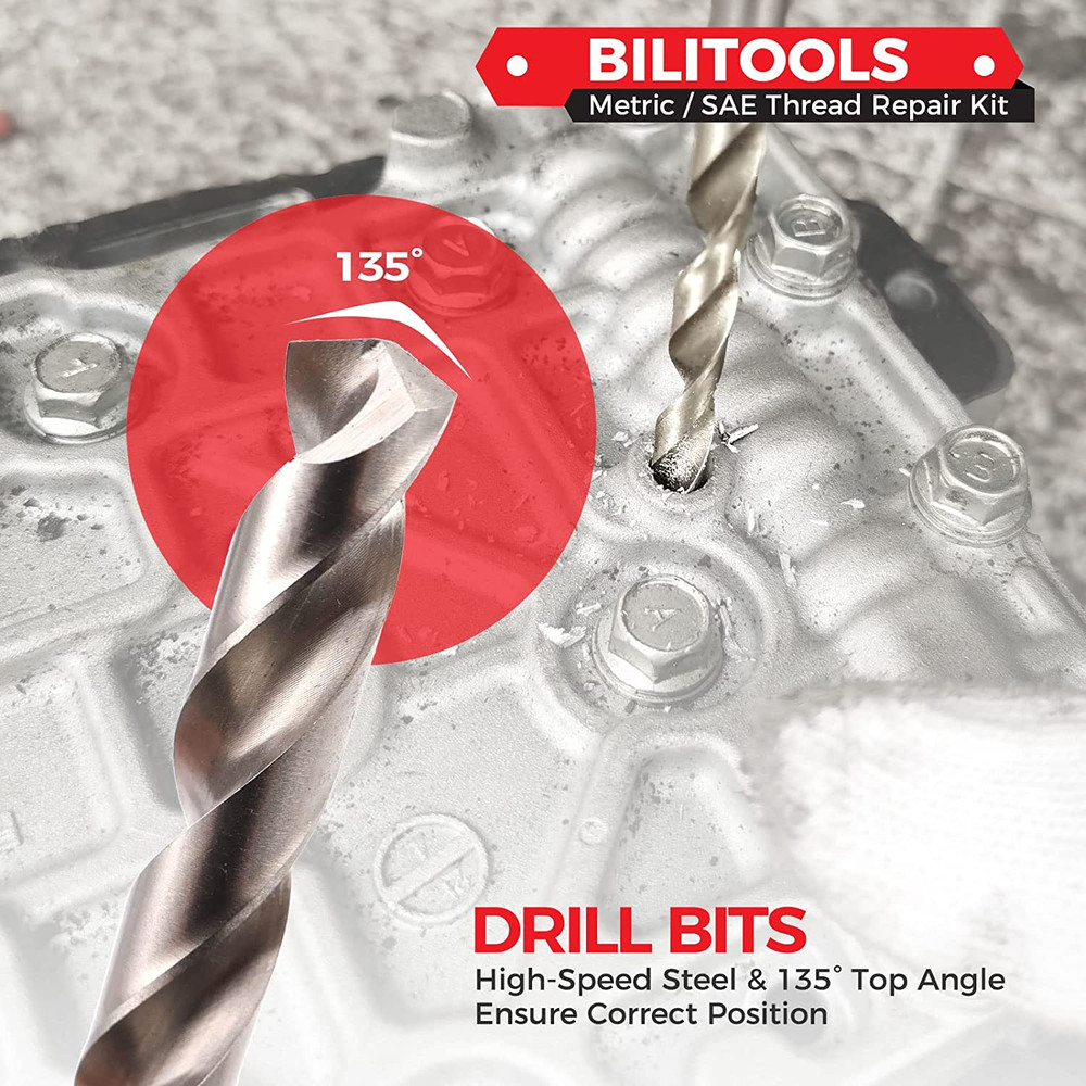 3/8-16 Thread Repair Kit HSS Drill Helicoil Insert Set SAE Thread Insert Tool