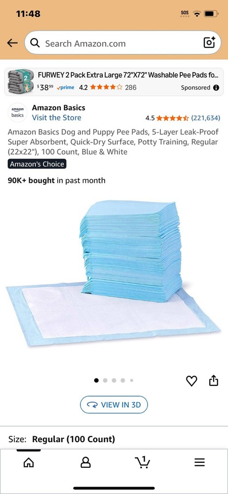 Amazon Basics Dog and Puppy Pee Pads, 5-Layer Leak-Proof