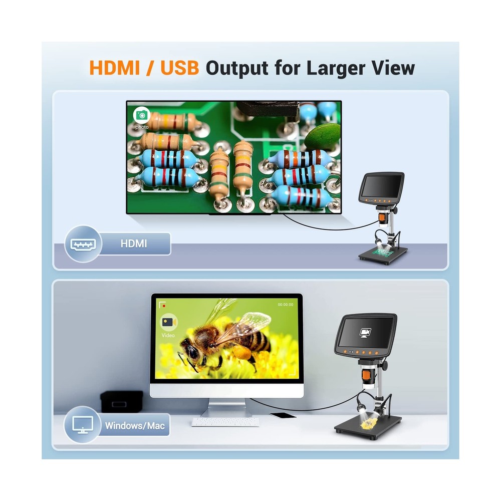 Digital Microscope with 7" LCD Screen,1500X Magnification Soldering Microscop...