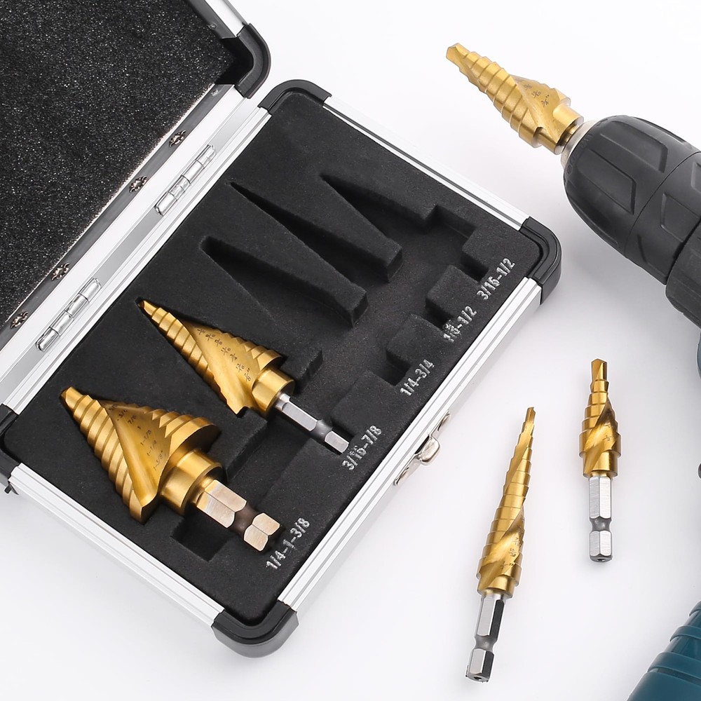 IRONANT Step Drill Bits, 5PCS Spiral Grooved HSS Titanium Bit...