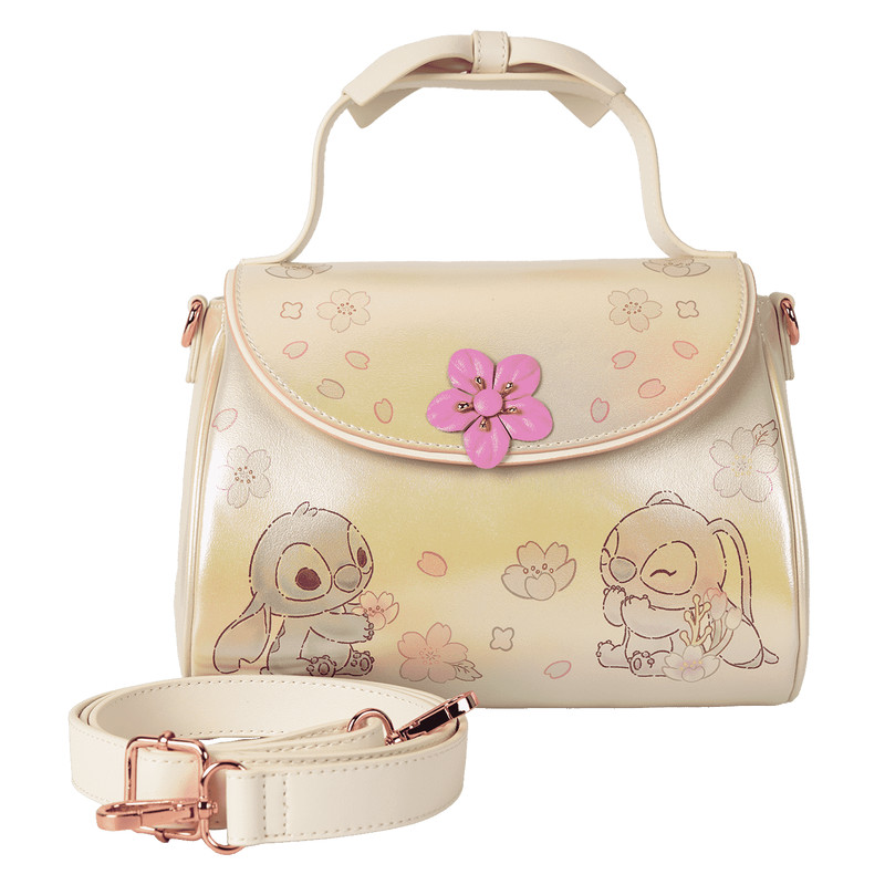 Loungefly Disney Stitch & Angel Cherry Blossom Bow Handle Crossbody Bag