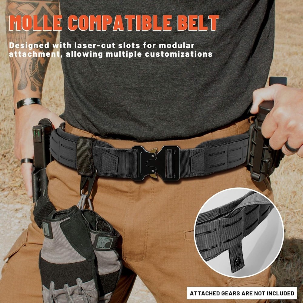 Adjustable Heavy Duty Tactical EDC Belt with MOLLE Quick Release System