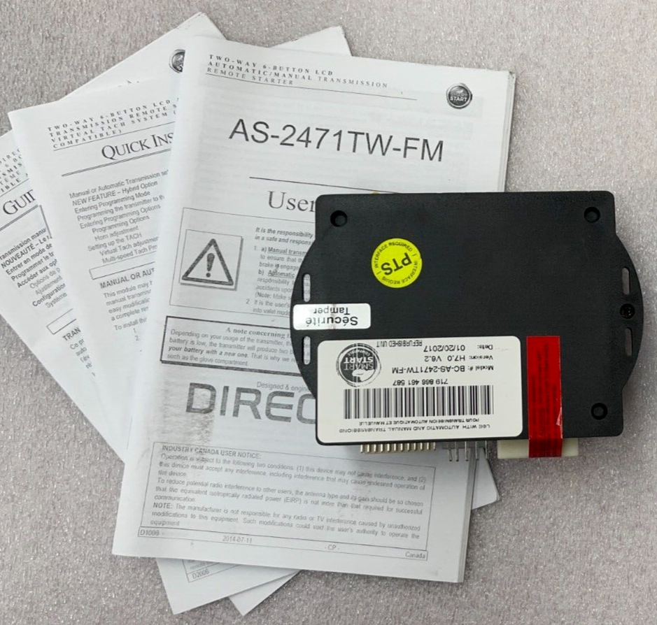 AutoStart Remote Car Starter AS-2471TW-FM Replacement Module Auto Start
