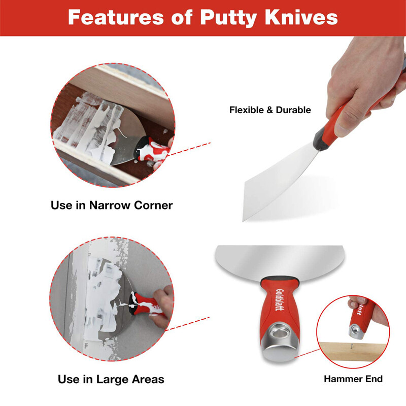 Goldblatt Drywall Hand Tool Kit Joint Knife Taping Knife Paniter Scraper Mud Pan