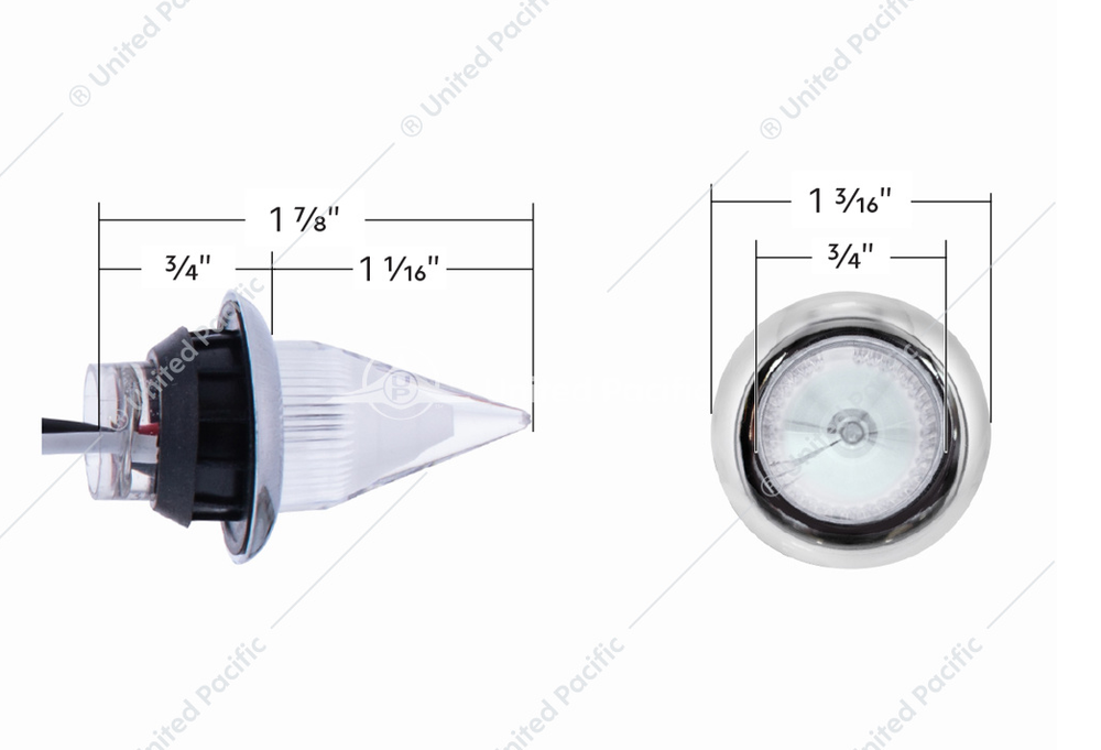4 LED Dual Function 3/4" Mini Spike Light With SS Bezel Clear/Red