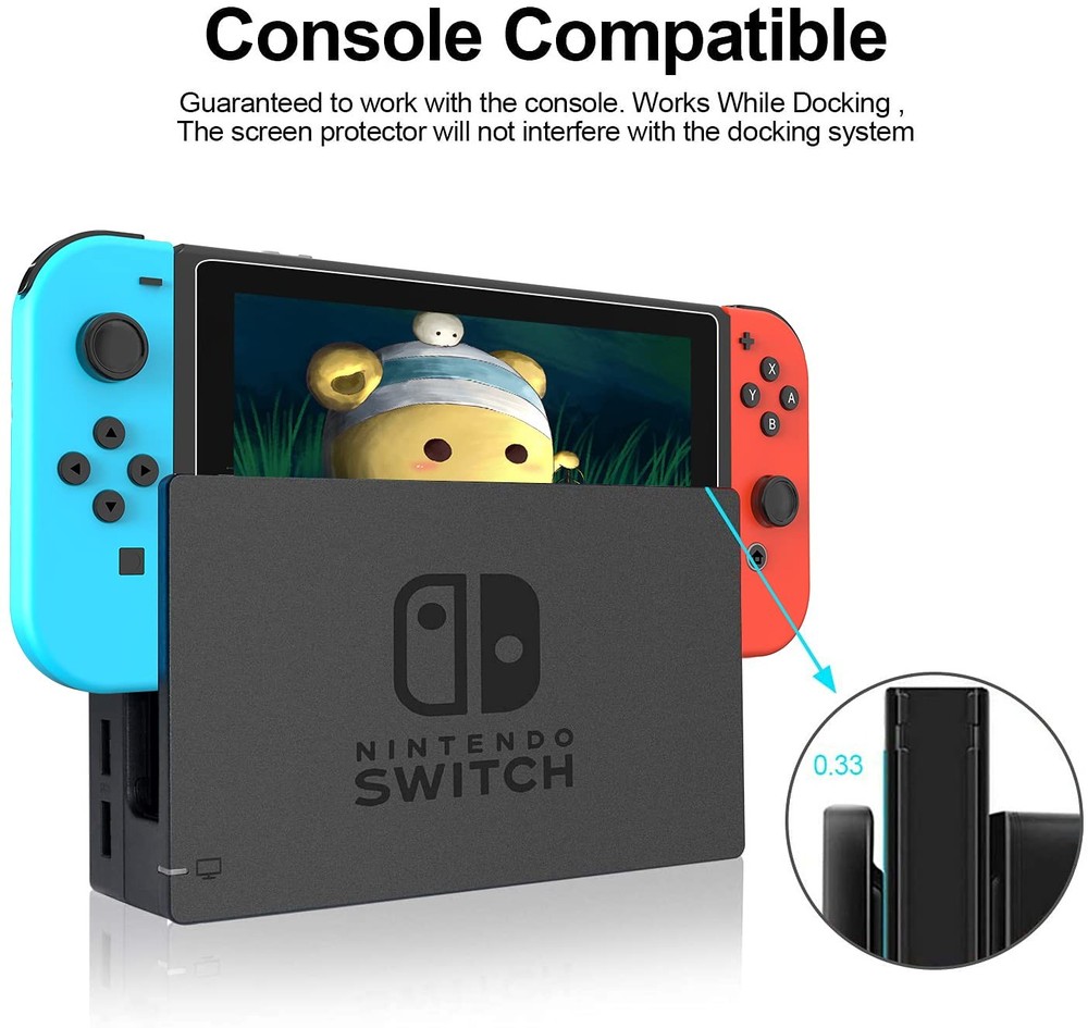 Compatible with Nintendo Switch 3pc Tempered Glass Protector 9H Anti-Scratch