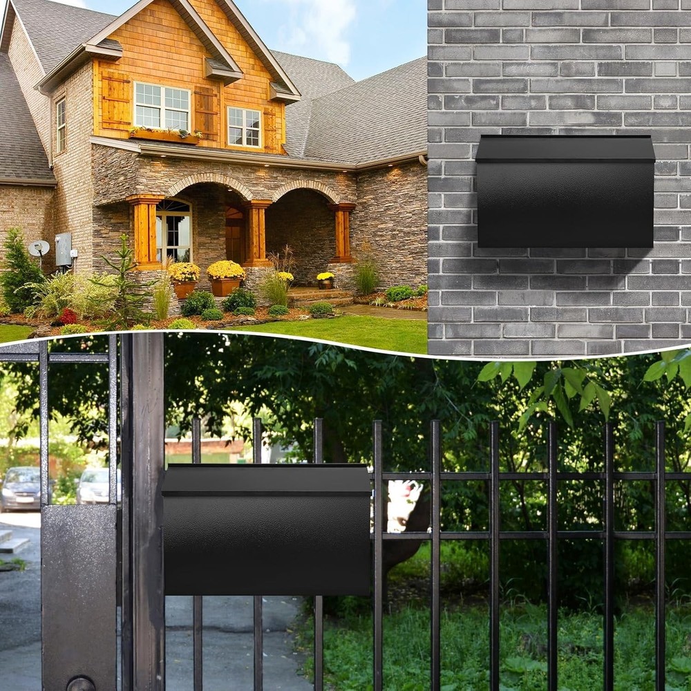 Wall-Mount Mailbox for House, Large Capacity Mail Box, Galvanized Steel Rust-...