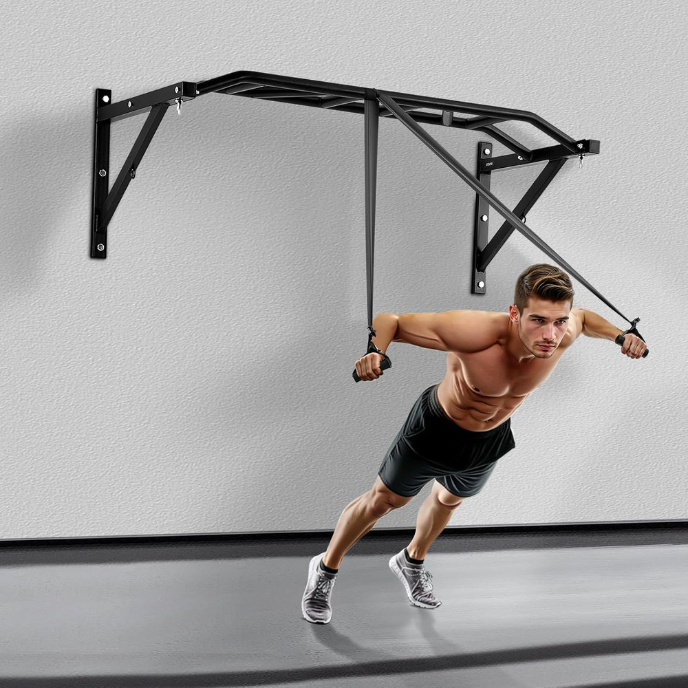 Pull up Bar, Multi-Grip Wall Mounted Pull Ups, 50 in Width Multifunctional Chin