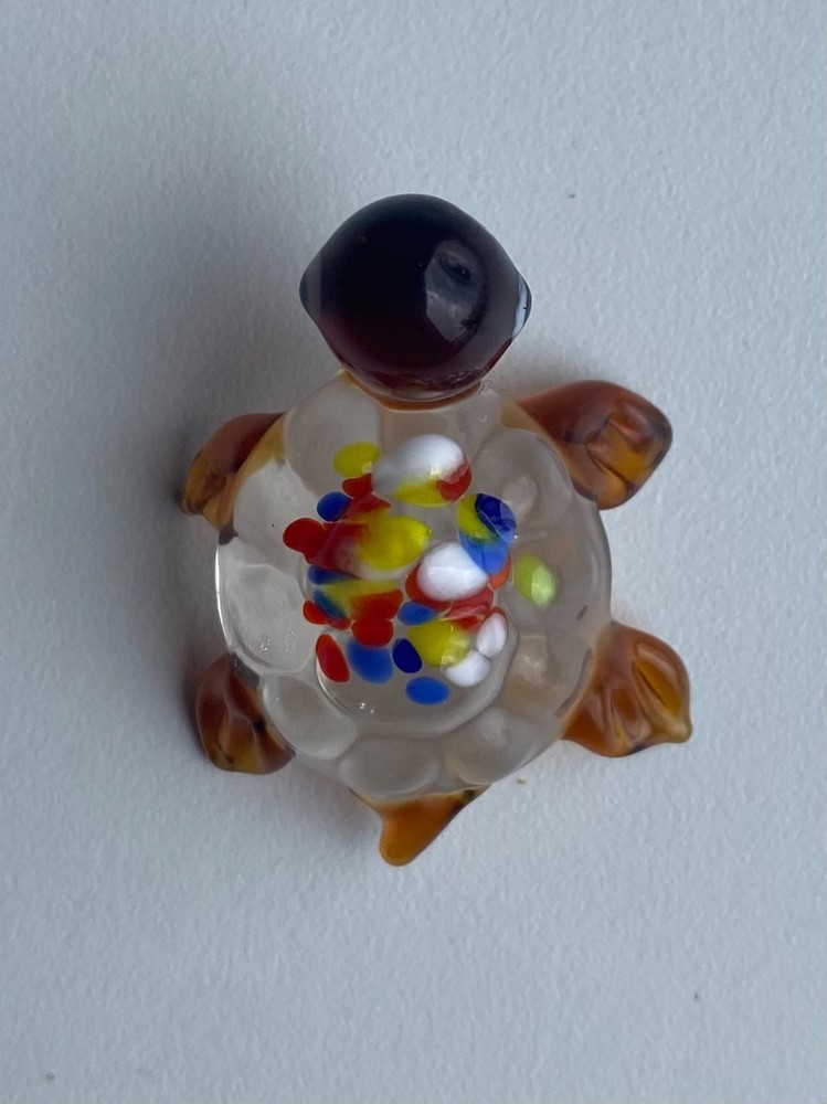 Turtle Dark Brown Glass 1.75" Figurine