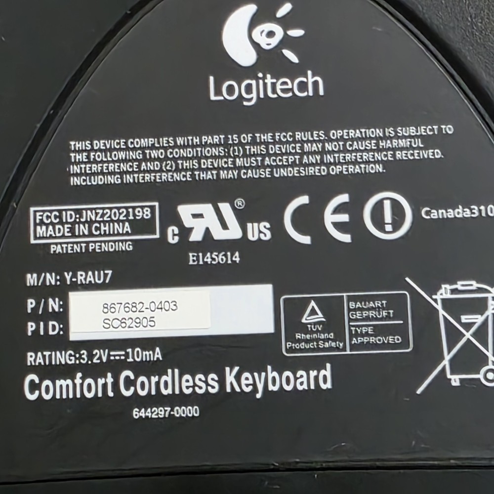 Logitech Y-RAU7 Cordless Ergonomic Keyboard Secure Connect