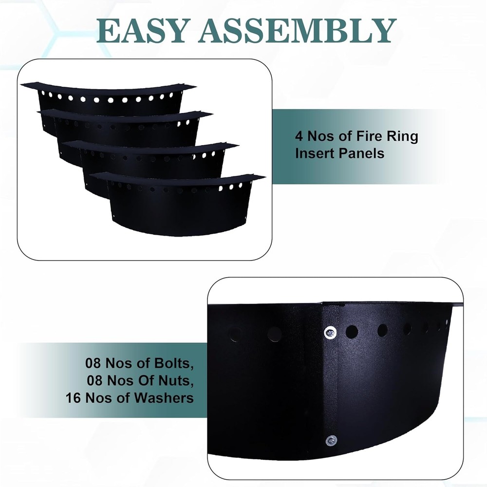 Fire Pit Ring Insert Round 36" OD & 30" ID With Coller Support & Air Vents