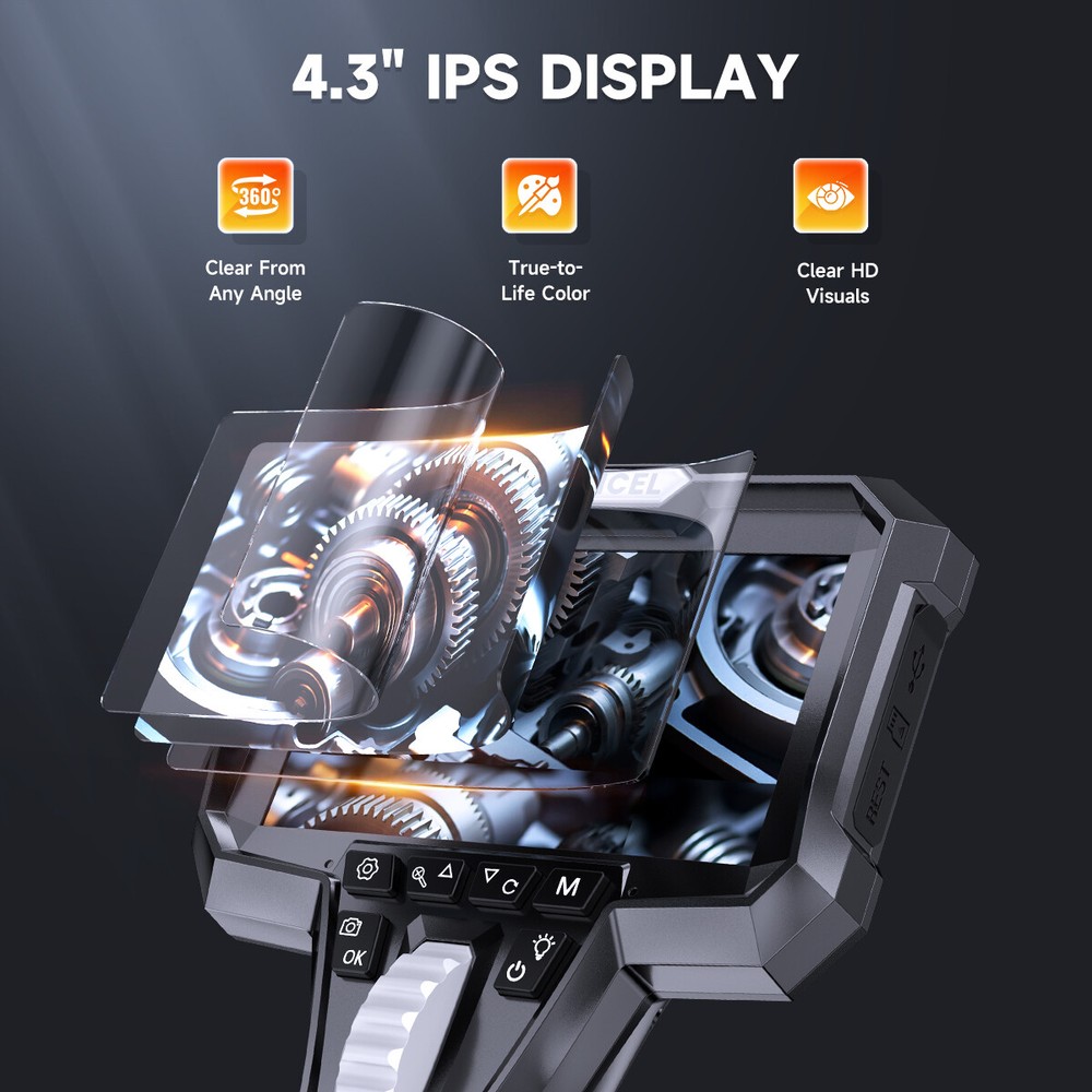 210° Two Ways Articulating Borescope Endoscope HD Camera 6 LED Adjustable Lights