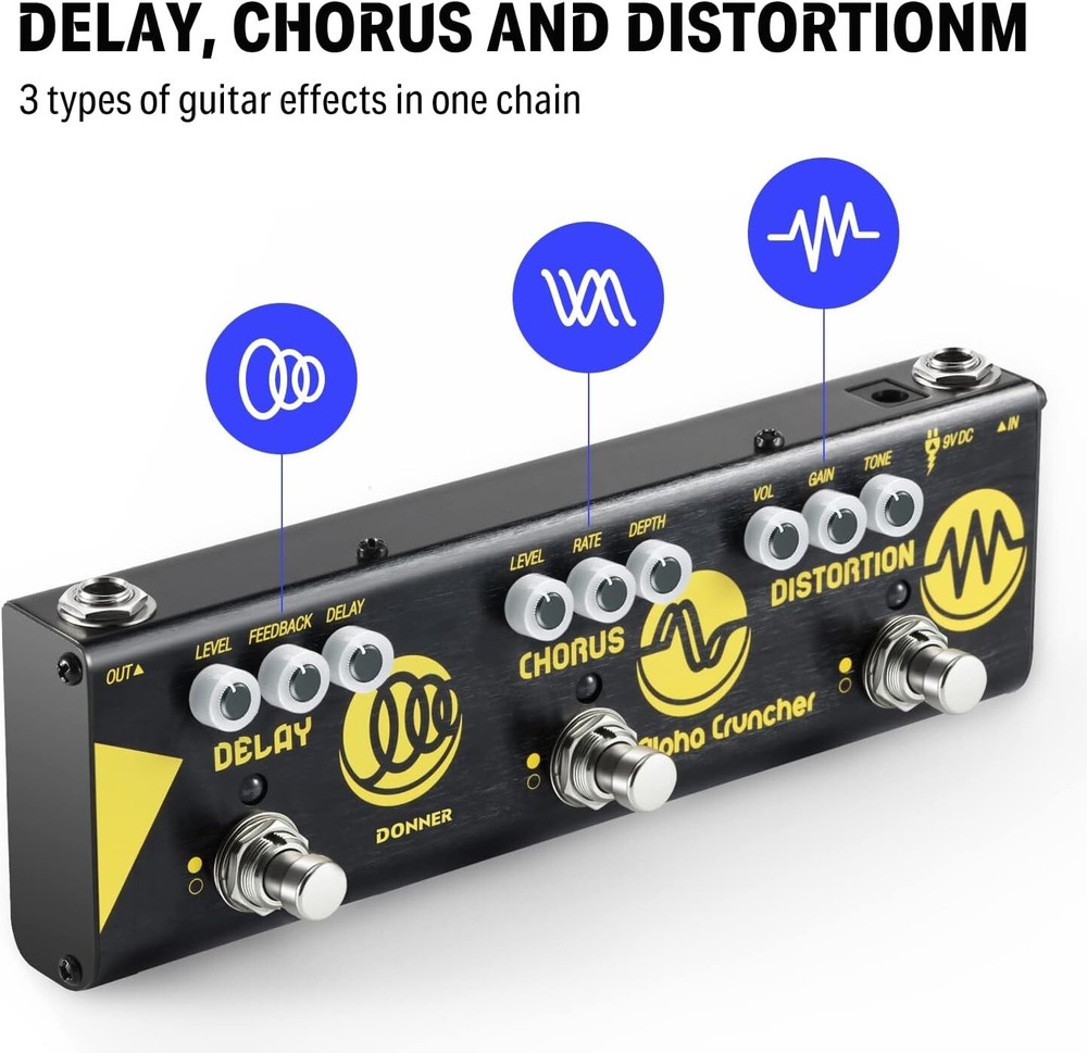 Multi Effects Guitar Pedal Alpha Cruncher 3 Type Effects Delay Chorus Distort...