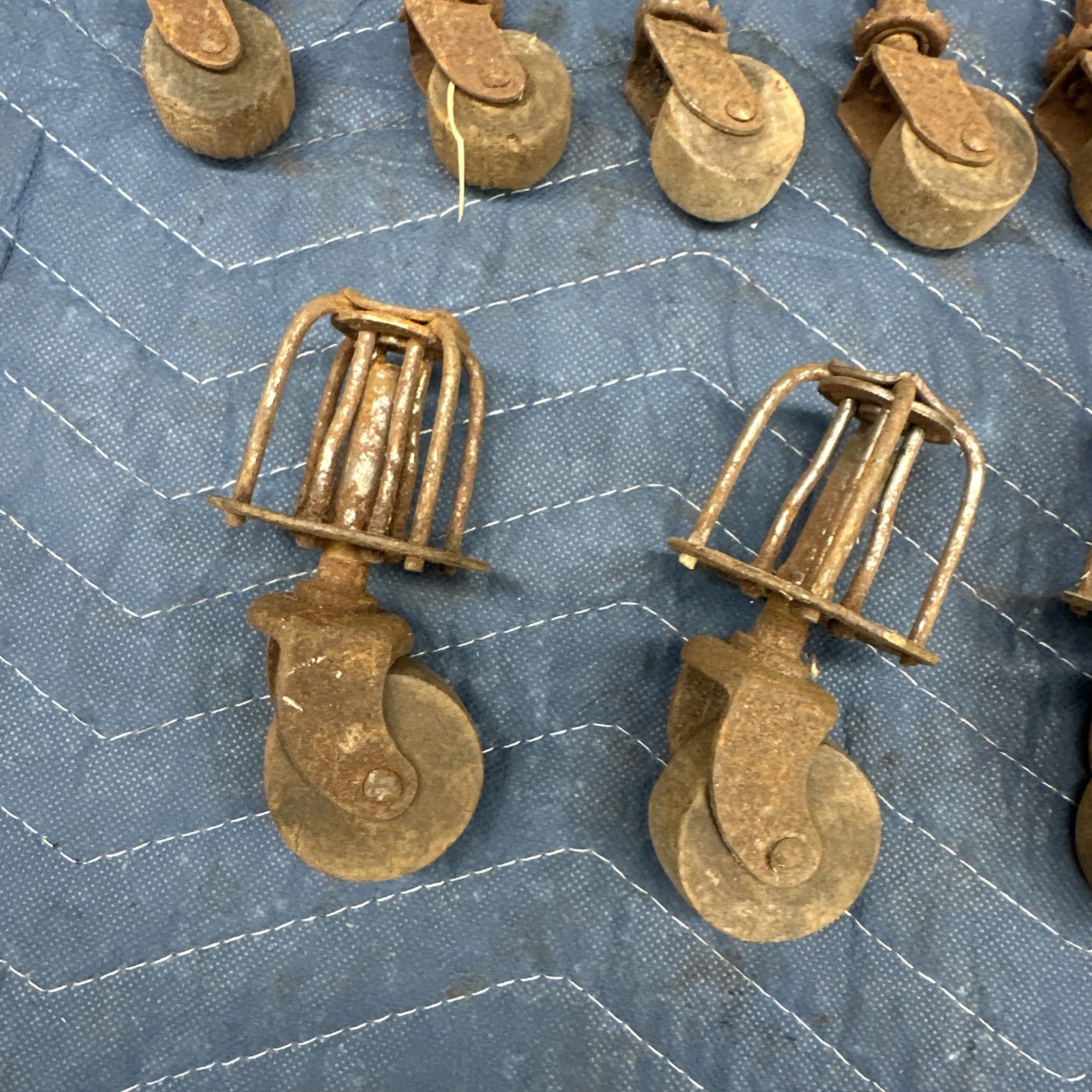 18 Pc Lot Vintage Wooden Caster Wheels - Antique Furniture Hardware